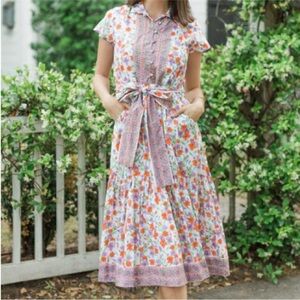 Victoria Dunn Floral Dress - Orange, Purple, Green